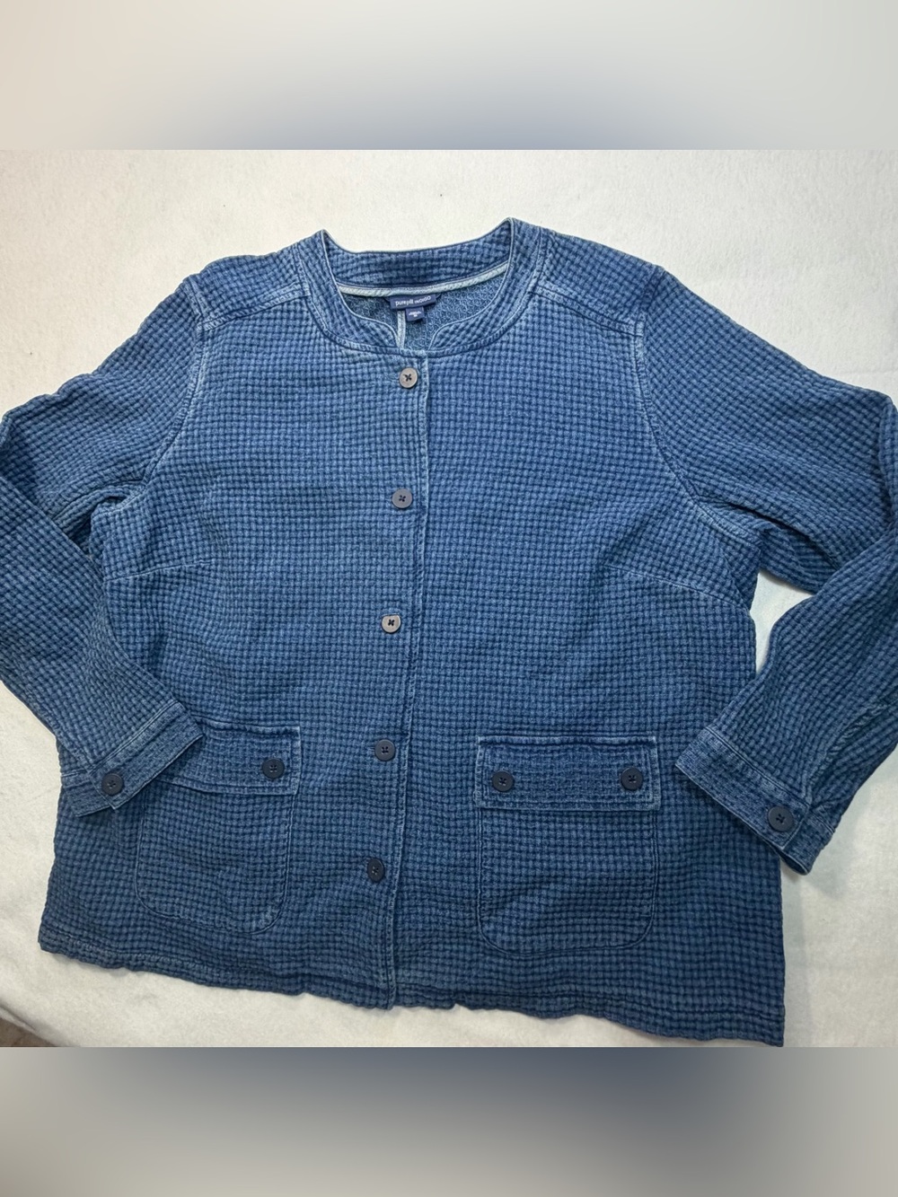 J.Jill Pure Jill Indigo 2X 100% Cotton Waffle Textured Jacket
